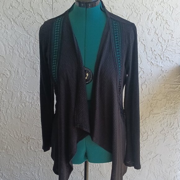 mason & belle Sweaters - Mason & Belle Lightweight Black Kimono-Style Open Cardigan M